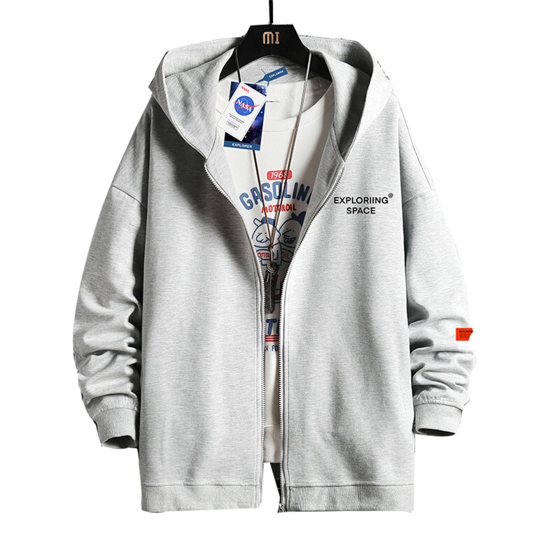 KS21244-P38连帽开衫卫衣男运动外套大码班服网格,男装卫衣,电商A040A