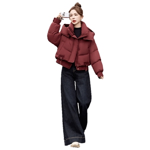 欧货牛仔拼接羽绒服女2025冬季新款韩版90白鸭绒加厚短款时尚外套图片
