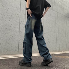 美式高街小众牛仔裤男个性百搭休闲裤G9020/P65，男装牛仔裤，电商D202-1