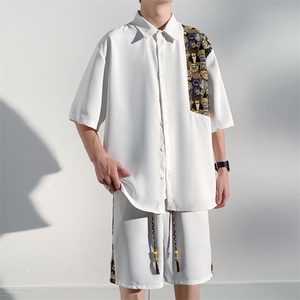 1小熊短袖衬衫男+短裤大码情侣套装92%聚酯纤维8%氨纶TZ77059P70图片