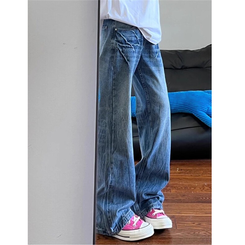 【现货】DC1053-P48水洗闪电纹阔腿牛仔裤新款设计感宽松显瘦百搭，男装牛仔裤，星座603-2