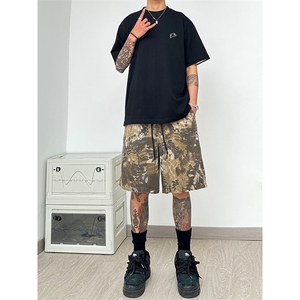 港风 蜂窝爆裂纹迷彩短裤五分裤休闲裤A014-DY25080-P45控68图片
