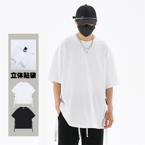109-1-T2309-P45 M-6XL 立体贴袋240克纯棉宽松新款T恤图片