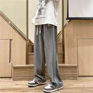 抖音得物品质雪尼尔美式高街条纹直筒休闲裤 P55  控68图片