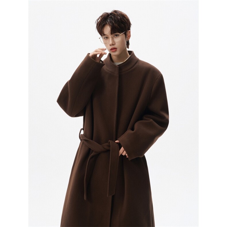 大货秋冬加棉中长款毛呢大衣男新中式立领呢子风衣外套812-F803，男装风衣，星座812
