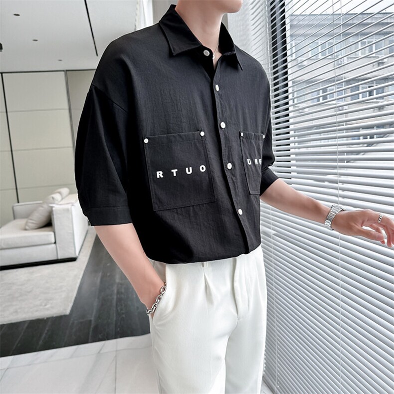 2025春季新款衬衫男士轻奢冰丝垂感短袖半袖衬衣上衣901-C36-P58,男装T恤,星座901