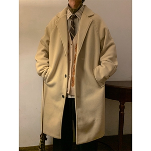 N1079/P100加棉P110冬季毛呢大衣男中长款过膝风衣大码男士呢大衣图片