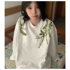 网图刺绣花卉圆领2026新款卫衣宽松套头情侣装T恤上衣YY837-特P30，男装T恤，电商C216