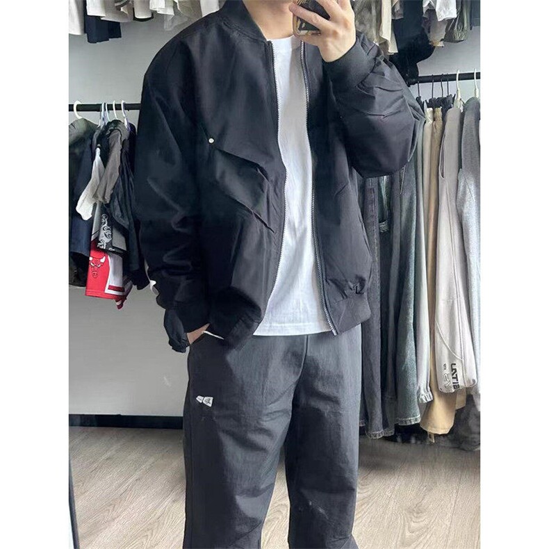 男女同款夹克秋冬季日系潮牌时尚简约宽松纯色夹克JW22,男装夹克,星座1116A（原606A-3）