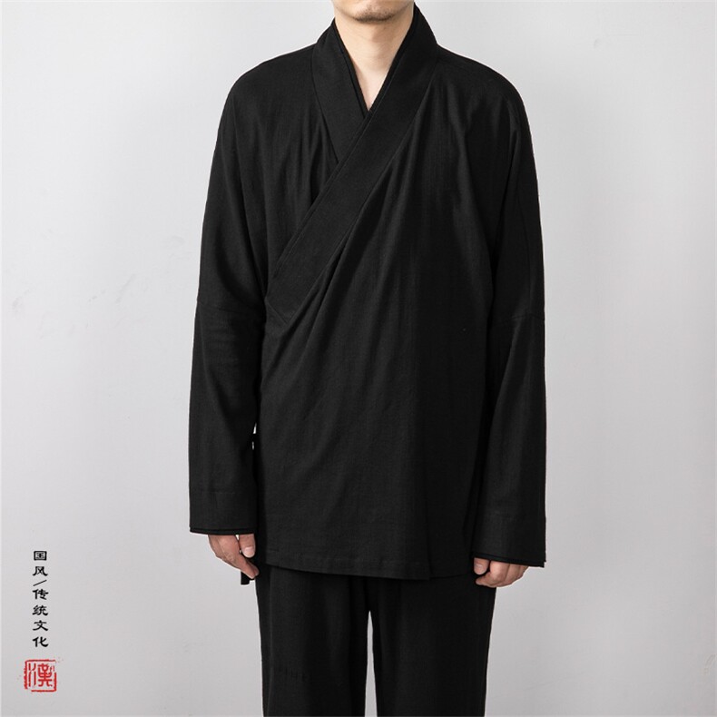 秋冬新款风男装新中式道袍改良斜襟汉服TZ01P85,男装民族服装,钱塘802