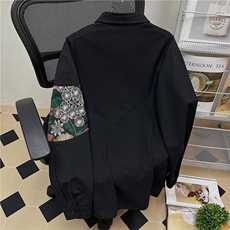 中性风平铺长袖衬衣男情侣大码M-5XL刺绣港风长袖衬衫男CS9743P50，男装衬衫，星座227-7