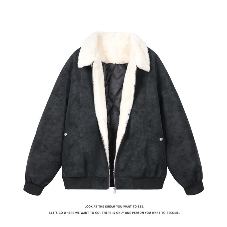 冬季美拉德巴恩风羊羔绒屋面PU皮棉服加绒保暖棉衣MP7827-特P80,男装棉衣,电商A007