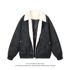 冬季美拉德巴恩风羊羔绒屋面PU皮棉服加绒保暖棉衣MP7827-特P80