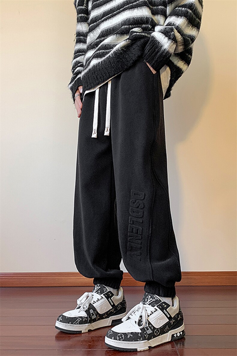 抖音品质大码男裤重磅双面奥粒绒加绒加厚束脚休闲裤M-5XL特P45,男装卫衣,电商B325