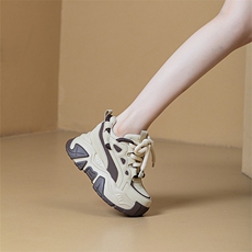 X3784-P165运动鞋女厚底内增高韩版拼色老爹鞋子系带休闲鞋，女鞋休闲鞋，星座1407-3