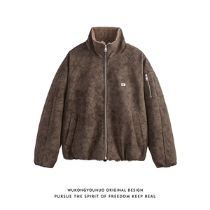 W10956-P108 网图现货 pu外套皮毛一体美式复古皮衣夹克机车服图片