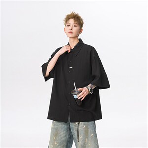 现货 夏新男潮短袖小众高级褶皱感设计衬衫上衣 513 DC3538 P30图片