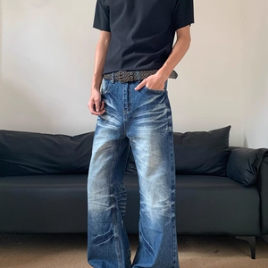 水洗做旧复古牛仔裤男2025新款高端休闲裤子潮牌男直筒长裤图片