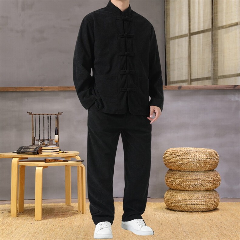 男士外套灯芯绒夹克套装盘扣立领风XZ1512-2501套装-P110,男装休闲套装,星座1512