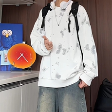 WY5065/P35秋装新款设计感印花圆领卫衣男外套大码重磅长袖上衣，男装卫衣，电商A141