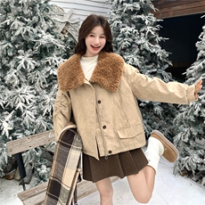 韩版宽松显瘦保暖羽绒服女冬季短款休闲90白鸭绒加厚毛领外套，女装羽绒服，维壹