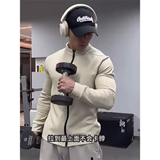 冬季新款轻量夹克全拉链立领户外休闲抓绒衣健身训练跑步长袖卫衣，男装夹克，星座302B