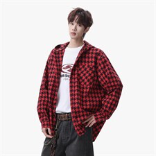 衬衫男春季新款港风宽松连帽大码格子长袖衬衣CS1981-P42，男装衬衫，星座214-3