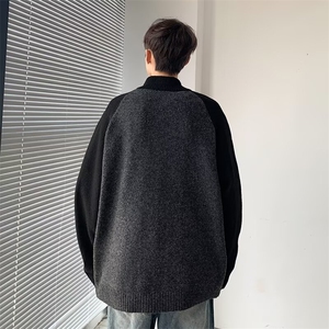 高质量针织开衫男女韩版潮流拼色宽松百搭2024冬ins毛衣MZ638-P66图片