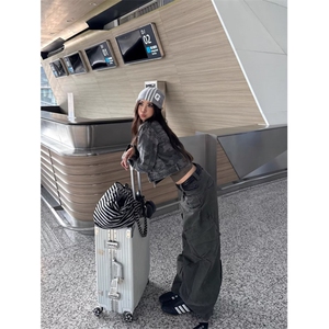 满印五角星休闲阔腿裤女2025新款夏季超火宽松慵懒百搭街舞运动裤图片