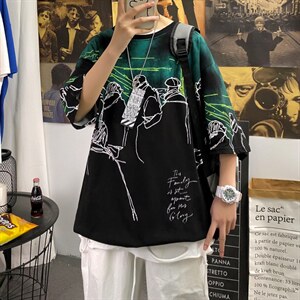 夏季短袖t恤衫男潮流港风印花t恤A210-A8310-P35-控48图片