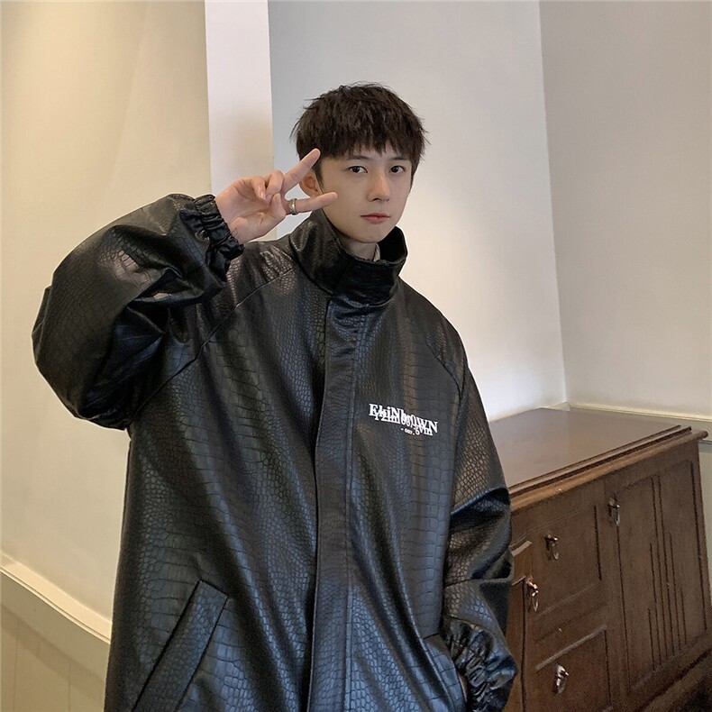 港风中性休闲宽松潮流皮衣大码M-5XL夹克男士外套JK7570P85控128，男装夹克，星座227-7