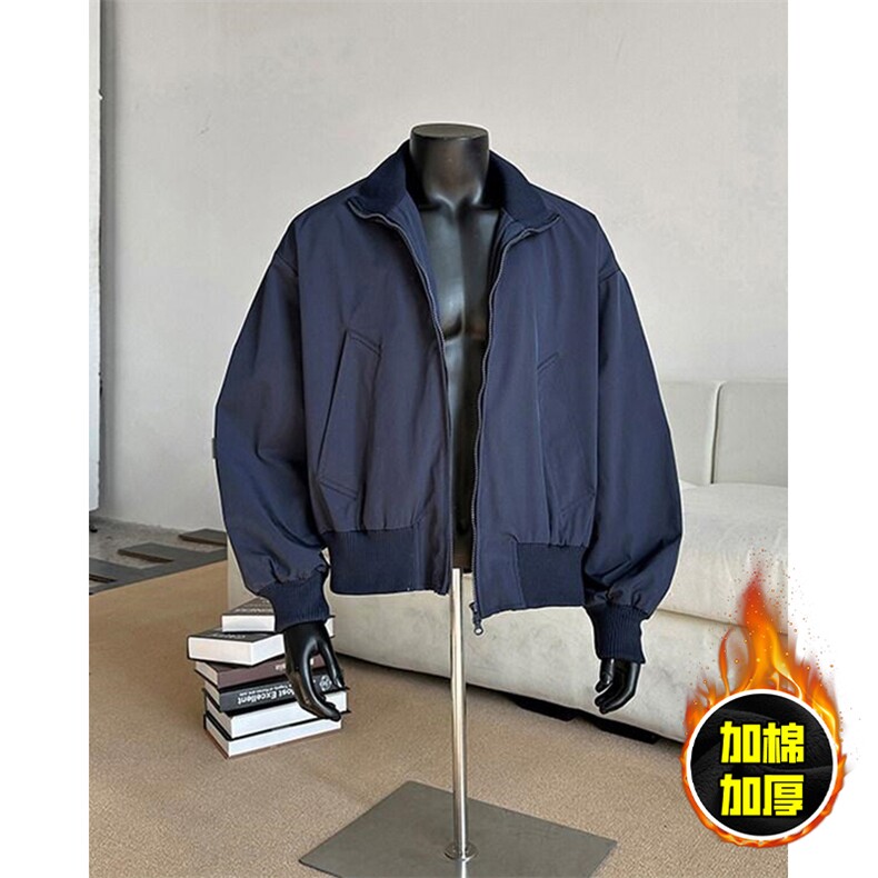 棉衣5W件现货冬季美拉德立领飞行夹克廓形高街棒球服加棉加厚外套，男装夹克，电商A486