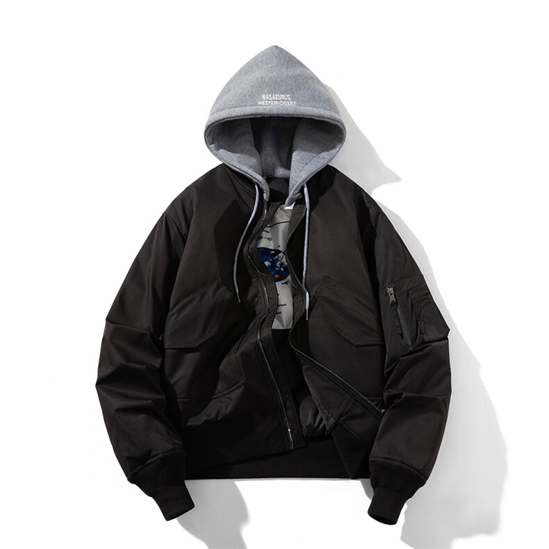 现货秋冬季潮牌机车夹克棉衣棒球服欧美街头飞行员外套情侣装,男装棉衣,电商A105
