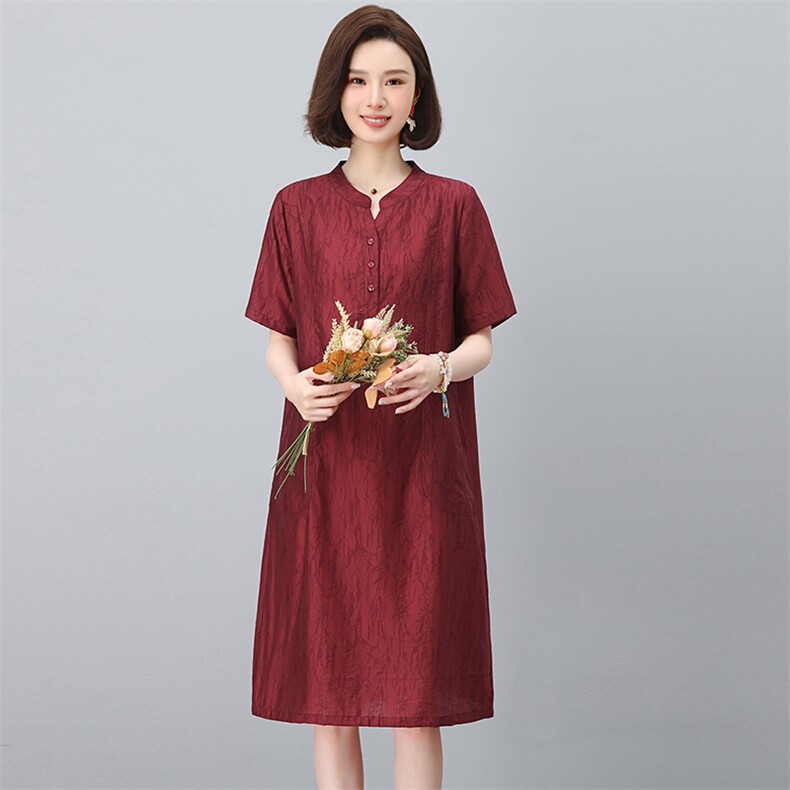 高端天丝短袖连衣裙女2025夏季新款洋气妈妈时尚大码宽松遮肚裙子,女装连衣裙,鑫鑫格