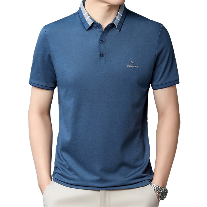 翻领宽松POLO衫短袖百搭中年2023夏季上衣潮流时尚T恤QP2295-P63,男装Polo衫,星座1105-3