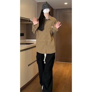 长袖灯芯绒衬衫男秋冬款潮牌宽松内搭男士复古高级感男生衬衣外套图片