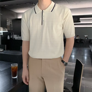 夏季polo衫男短袖韩版冰丝薄款针织衫翻领男士半袖T205-P37图片