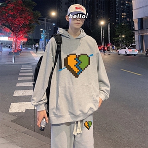 华夫格套装男长袖连帽卫衣裤子两件套男卫衣XZ102A-4-HF0011-P78,搭配什么裤子卫衣图片