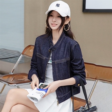 2025春季新款圆领拉链复古牛仔短外套女宽松显瘦短款夹克上衣洋气，女装牛仔外套，美拉德工厂直营店