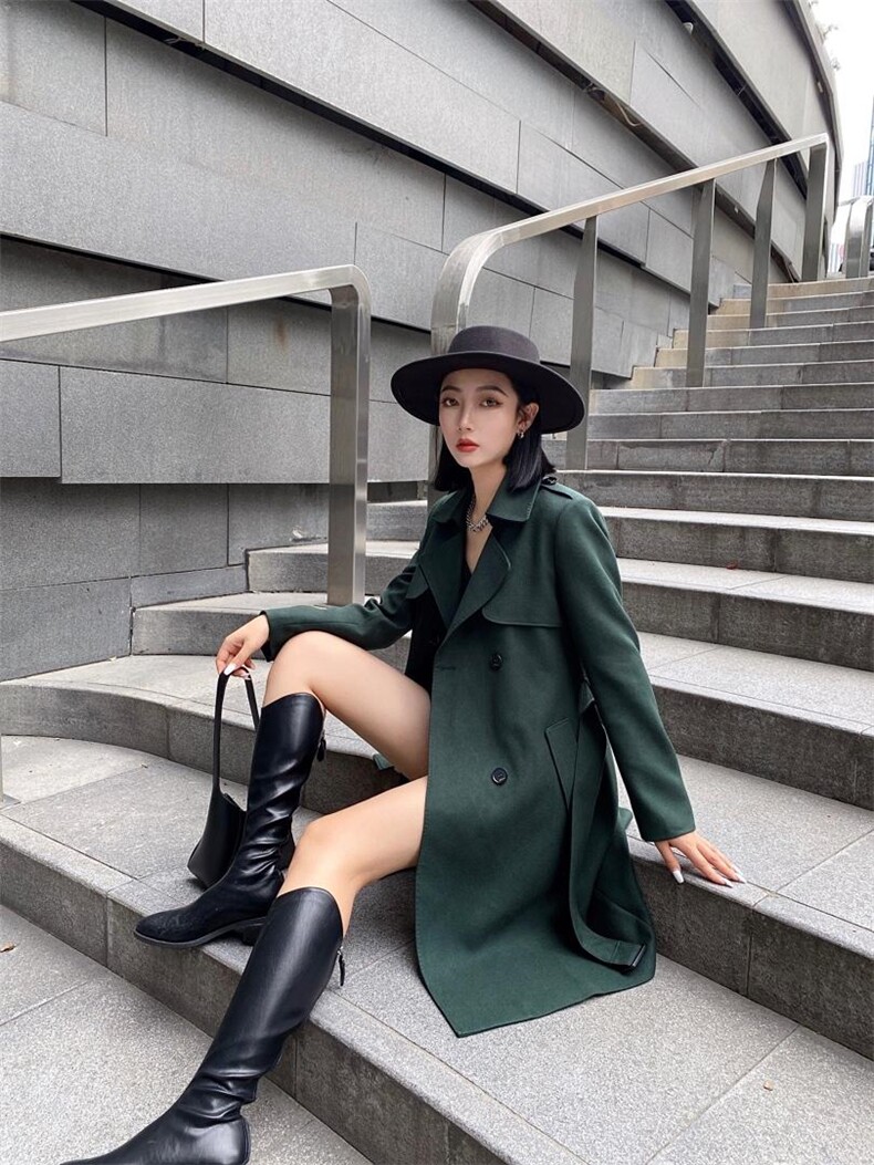 【现货】2021秋季长款风衣精纺TR面料系列款，女装风衣，蓝典