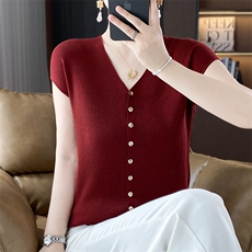 精纺细羊毛v领包肩针织背心开衫坎肩女修身简约通勤无袖马甲薄款,女装T恤,总能电商供货,周边 精纺细羊毛v领包肩针织背心开衫坎肩女修身简约通勤无袖马甲薄款,女装T恤,总能电商供货,周边