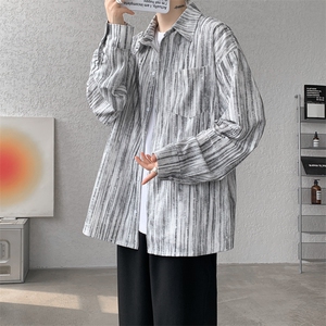 8XL-M灯芯绒长袖衬衫特大码痞帅扎染衬衣美式复古外套CS9002/P55图片
