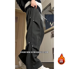 保暖加绒裤D2645-TP3868设计感休闲柳钉打褶百搭桃皮绒长裤，男装休闲裤，电商A102