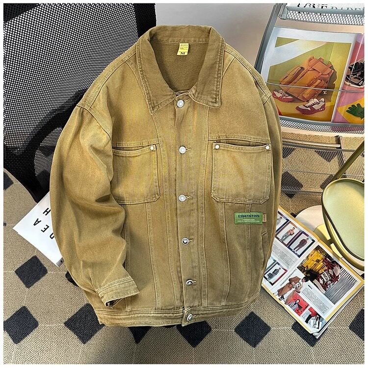 渐变做旧牛仔外套男女春季美式复古vibe工装夹克潮牌痞帅宽松上衣,男装工装外套,星座1210-1
