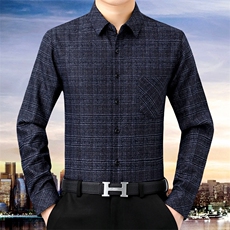 2023秋季新款格子衬衫中年男士长袖潮流休闲时尚衬衣男HB8926-P75，男装衬衫，电商B212（原钱塘6029）