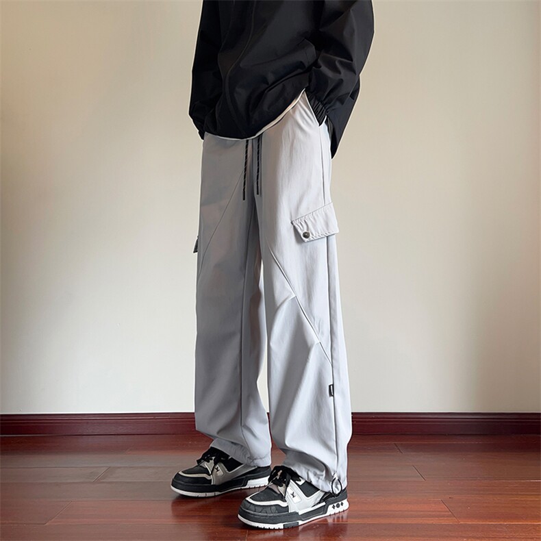 日系复古工装裤男秋季高街痞帅直筒裤宽松大码cleanfit休闲弯刀裤图片