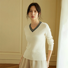 圆领小香风纯山羊绒衫女短款假开衫秋冬新上衣套头毛衣针织打底衫，女装羊绒衫，绒美人羊绒