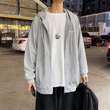 2021宽松休闲显瘦连帽抽绳简约百搭外套男XW190-特批35图片