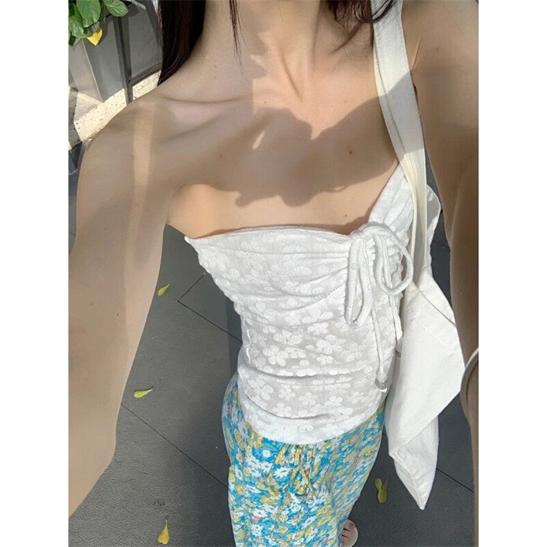 巨鹿工作室“柠檬味的夏天”微胖mm多巴胺辣妹感纯欲抹胸大码上衣，女装半身裙，星座506A