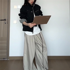 纯色西装裤简约高级感双褶长裤宽松休闲垂坠男女，男装西服套装，星座1210-1